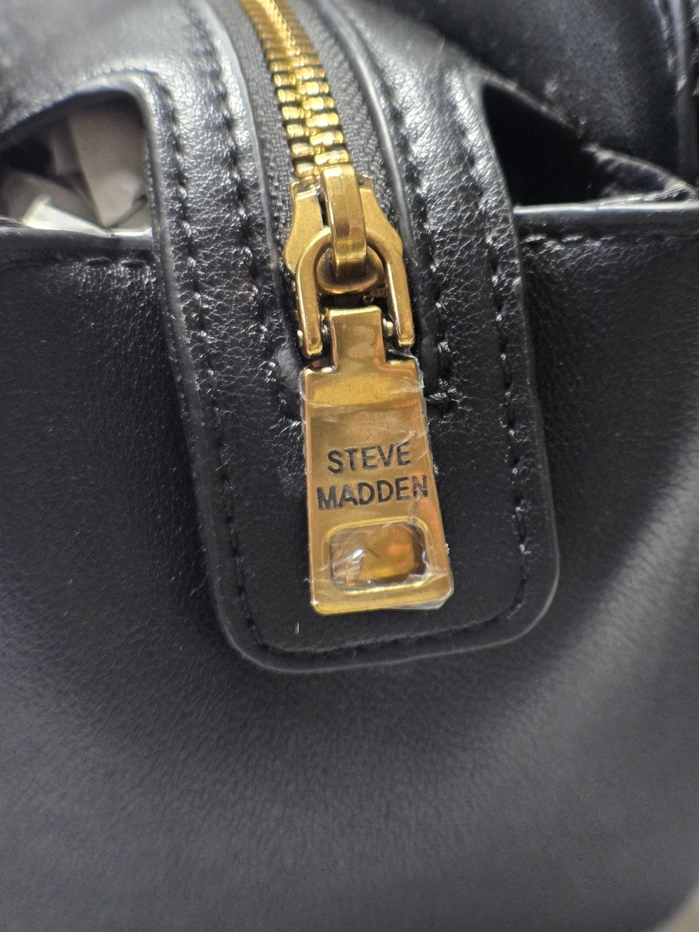 Steve Madden Black Duffel Bag with Gold Hardware